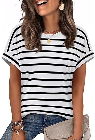WIHOLL Womens Tops Short Sleeve Shirts Summer Outfits 2026 Spring Dressy Casual Clothes Clothing