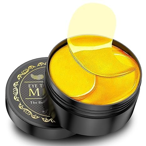 24K Gold Under Eye Patches - 60 Pack for Puffy Eyes, Dark Circles, Bags & Wrinkles with Collagen & Hyaluronic Acid - Eye Care Pads for Daily Skincare (Gold)